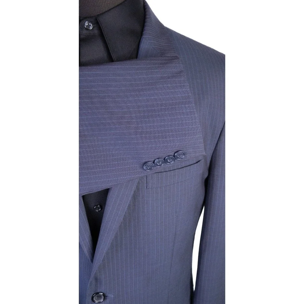Joseph Jos. A. Bank Blazer Sport Coat Sz 44L Striped Blue Wool Two Button Jacket
